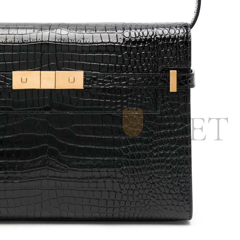 YSL MANHATTAN IN CROCODILE-EMBOSSED SHINY LEATHER 579271DND0J1000 (29*20*7.5cm)